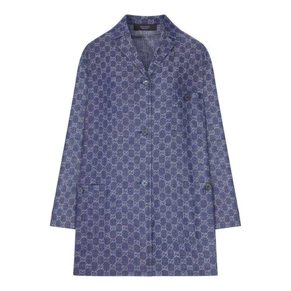 Gucci Women Gg Jacquard Cotton Denim Jacket